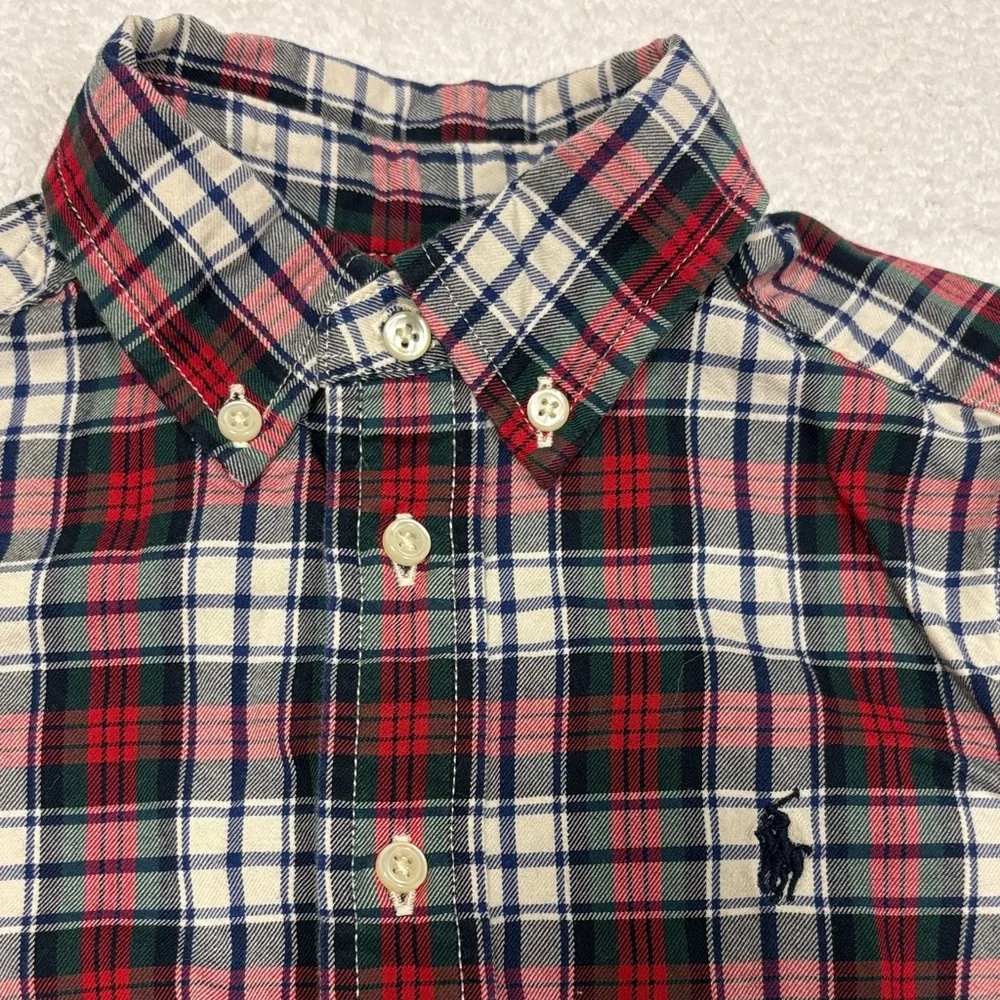 Ralph Lauren long sleeve red plaid button down shirt boys size 4/4t